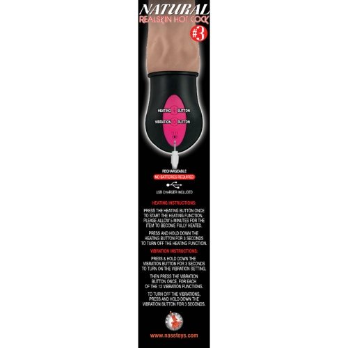 Realistic Warming 6.5 inch Vibrating Dildo with Balls Vanilla