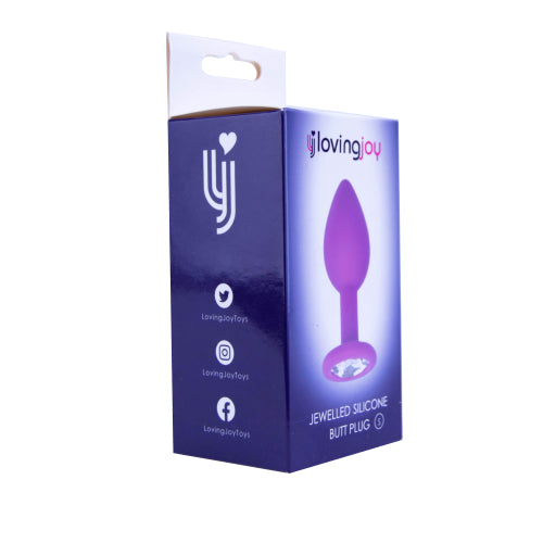 Loving Joy Jewelled Silicone Butt Plug Purple -Small